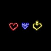 Pixel heart in digital futuristic style. Silhouettes of hearts in halftone and mosaic - elements for design. illustration with light effect vector