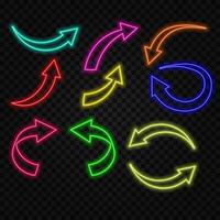 isolated arrow with neon outline glowing on red background.28 vector