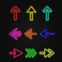 Neon arrow symbol icon. Black Background with arrow direction down. Directional sign. Flashing neon icon to the download arrow. neon arrow sign.15 vector