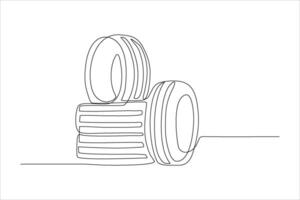 tire stack continuous line illustration vector