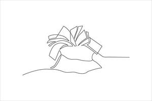 continuous line illustration of money in sack vector