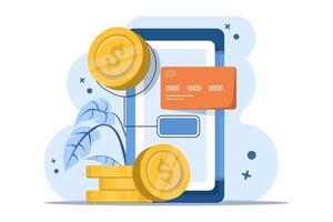 Mobile payment concept, online banking and transactions, online mobile banking and mobile payments. Secure payment and security transactions. Flat design icon illustration. vector