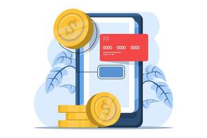 Mobile payment concept, online banking and transactions, online mobile banking and mobile payments. Secure payment and security transactions. Flat design icon illustration. vector