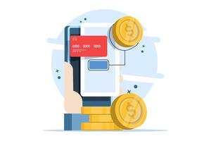Mobile payment concept, online banking and transactions, online mobile banking and mobile payments. Secure payment and security transactions. Flat design icon illustration. vector