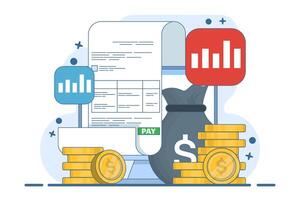 Payroll online payment concept, Invoice sheet, Calculate salary, Budget concept, Salary, Wage payment. Payment and invoice, Business or financial operation sign. Flat illustration. vector