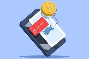 Mobile payment concept, online banking and transactions, online mobile banking and mobile payments. Secure payment and security transactions. Flat design icon illustration. vector