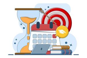 Concept of learning program, study plan, class schedule. course plan schedule. organize personal study plan at university. illustration in flat design for web banner. vector