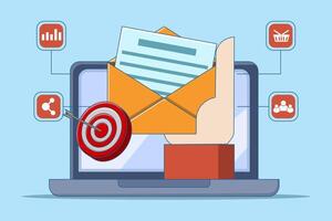 Digital or online marketing strategy concepts, SEO, Social Media, Content promotion through digital networks, Email Marketing, Creative digital strategies. vector