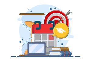 Concept of learning program, study plan, class schedule. course plan schedule. organize personal study plan at university. illustration in flat design for web banner. vector