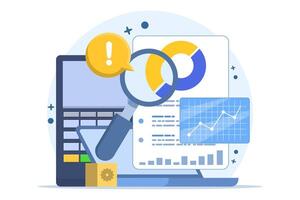 Financial analysis concept, statistics, business strategy and planning, market research, project management, professional accounting reports. Statistical charts for planning and accounting. vector