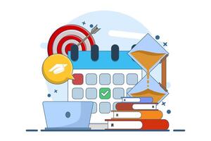 Concept of learning program, study plan, class schedule. course plan schedule. organize personal study plan at university. illustration in flat design for web banner. vector