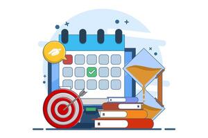 Concept of learning program, study plan, class schedule. course plan schedule. organize personal study plan at university. illustration in flat design for web banner. vector