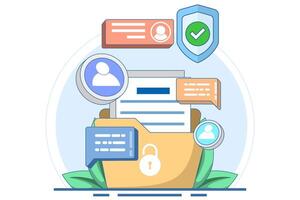 Concept of database protection or data access protection, Privacy data protection, Internet security, Information privacy, Cyber security, Data center, File management, Cloud storage. vector
