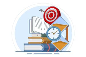 Time management or time planning concepts, exam deadlines, business planner, project management, productivity, holding business meetings with date and time. vector