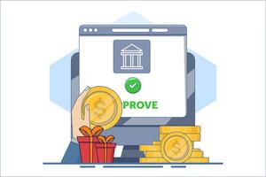 Concept of payment approved or payment made. Explore payment successfully and safely. Mobile payment service. Flat illustration. vector