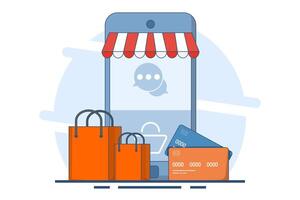 ConceptDirect Message for Business. Online Shopping and Digital Marketing, Social Selling. Social networks and thoughts on writing direct messages.flat . vector