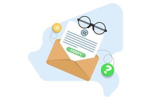 Email verification concept. receiving incoming email. Sending and receiving verification emails. Can be used for web pages, banners, mobile apps. illustration. vector