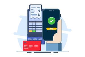 Concept of electronic or non-cash payments, mobile banking, billing, invoicing, online bill payment. Online payments and digital billing. Banking applications and debit card payments. Flat . vector