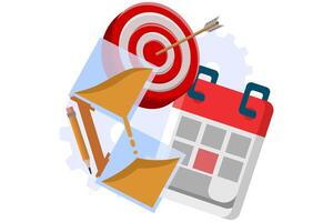 time management concepts, targets, deadlines, planners, business planning and organizing, project management, productivity, time planning. vector