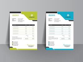 Invoice design for office and business purposes, invoices with two colour variations and calculation. vector