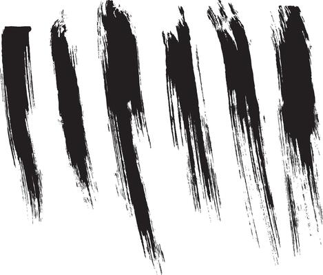 Black isolated ink brush strokes with messy drops