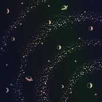 Retro futuristic background with space, stars and planets vector