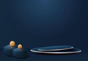 Podium design on a dark blue background. Perfect three dimensional illustration for showing your products. vector