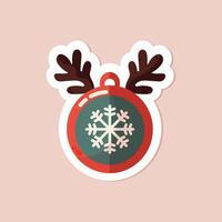 one xmas isolated flat simple orange and green deer tree toy with on beige background. christmas simple flat art vector