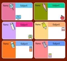 Notebook Label with Icons of School Subject vector
