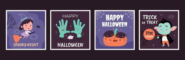 A set of cards for Halloween. Wilma, zombie hands,count dracula,pumpkin, spiders.A set of cards for Halloween. Wilma, zombie hands,count dracula,pumpkin, spiders. vector