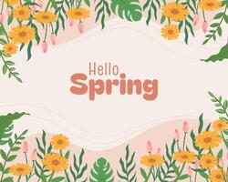 Spring background with beautiful flowers vector