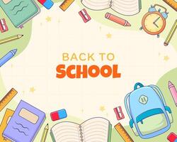 Back to school background, with a set of stationery vector