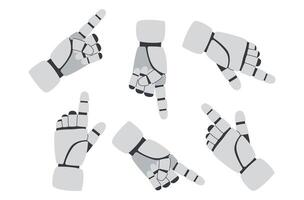 Technology concept. AI concept. Set of robots hands gestures with pointing finger isolated on white background. vector