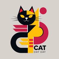 Art to celebrate Cat Day with keywords like Cat, Carnivore, Rectangle vector