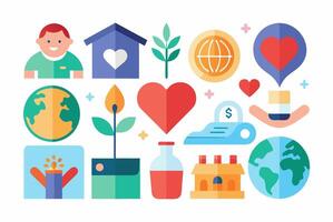 International day of peace and unity concept with global and environmental symbols vector