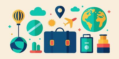 Abstract minimalist travel elements collection for modern design projects vector