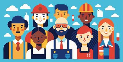 A diverse group of people with various occupations standing together vector