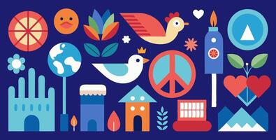 International peace and unity day elements collection for creative designs vector