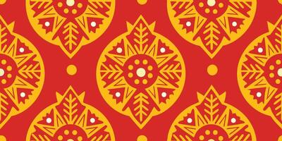Geometric perforated pattern in red and yellow for design decoration vector