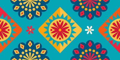 Vibrant geometric seamless pattern with perforated motifs for textile and design vector