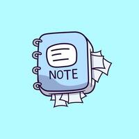 Notebook With Papers Sticking Out Cartoon Illustrations. Stationery Object Concept. Flat Cartoon Style. vector
