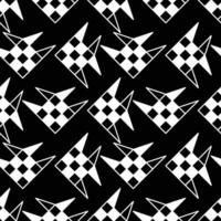 monochrome paper square fish pattern vector