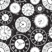 monochrome clock textile pattern background vector