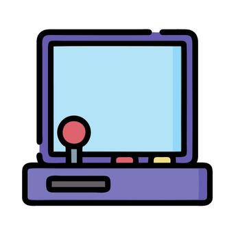 un antiguo computadora con un palanca de mando y un pantalla vector