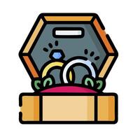 An open box with two rings inside vector