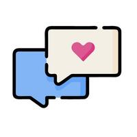 Two speech bubbles with a heart in the middle vector