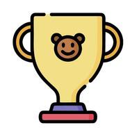 A trophy with a bear face on it vector