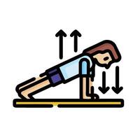 a man doing push ups on a mat vector