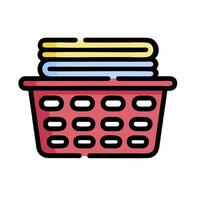 A basket with laundry in it on a white background vector