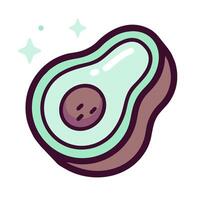 An avocado is shown in a cartoon style vector